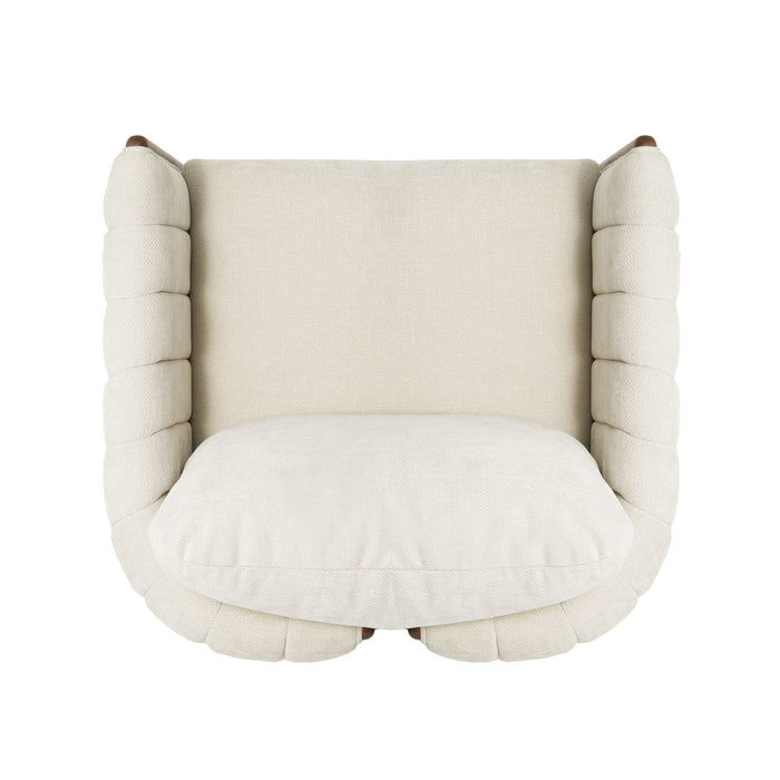 Upholstered Dining Chair With Vertical Channel Tufting (Set of 2) - Beige / Walnut