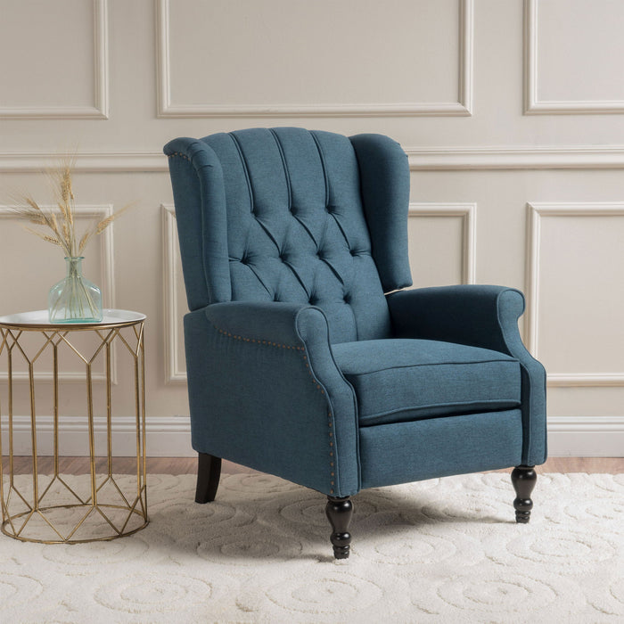 Armchair Recliner With Pushback Mechanism And Wingback Design