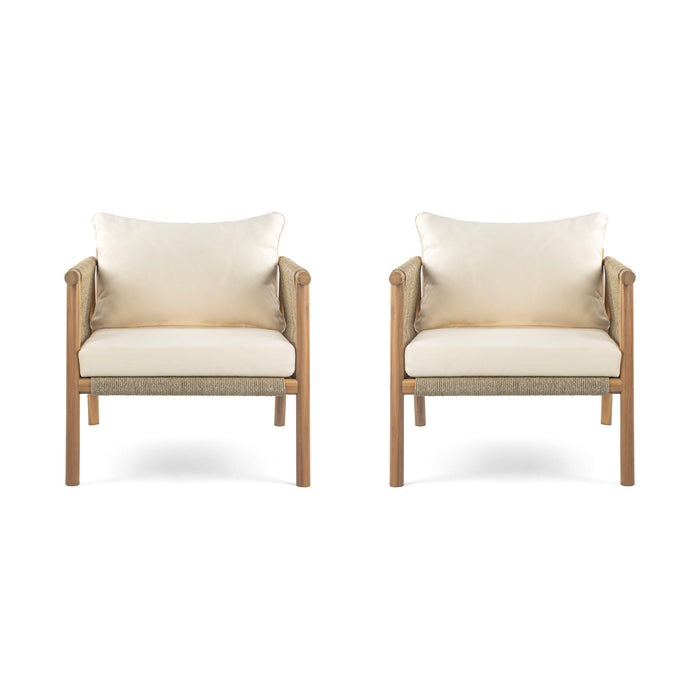 Modern Outdoor Woven Lounge Chair With Solid Frame And Cushions