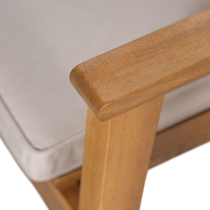 5 Piece Patio Furniture Set Acacia Wood Table And 4 Heavy Duty Cushioned Chairs