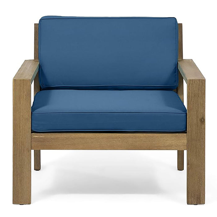 Antoine - Outdoor Acacia Wood Club Chairs With Cushions, (Set of 2)