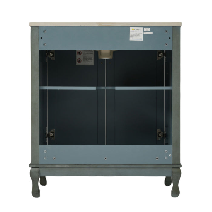 Vintage Double Sink Bathroom Vanity Set With Ceramic Sinks