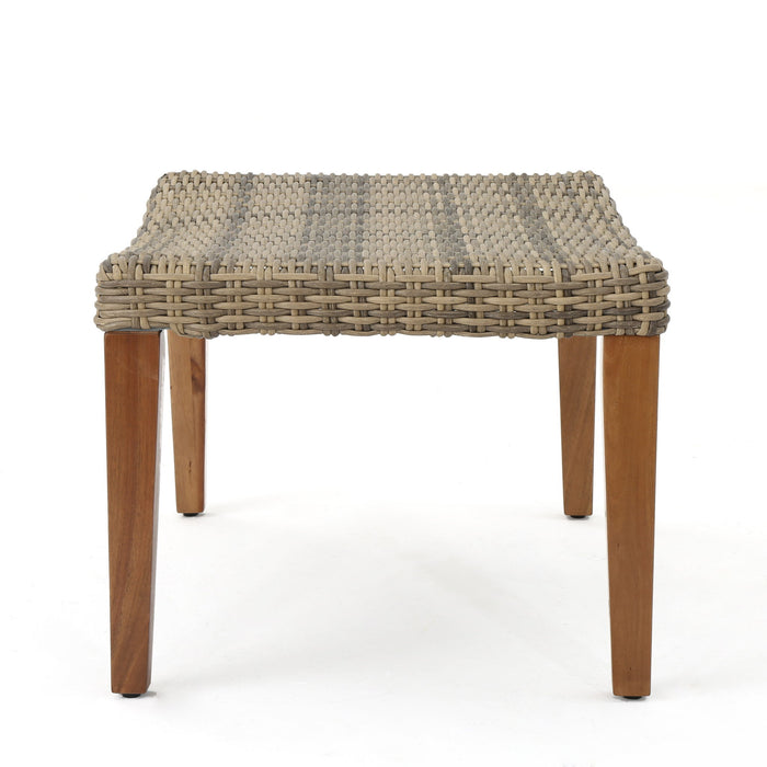 Outdoor Rattan Wicker Ottomans - Gray