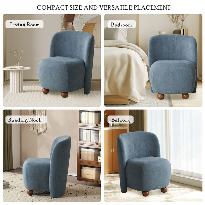 Modern Low Back Accent Upholstered Armless Living Room Chairs, Round Feet