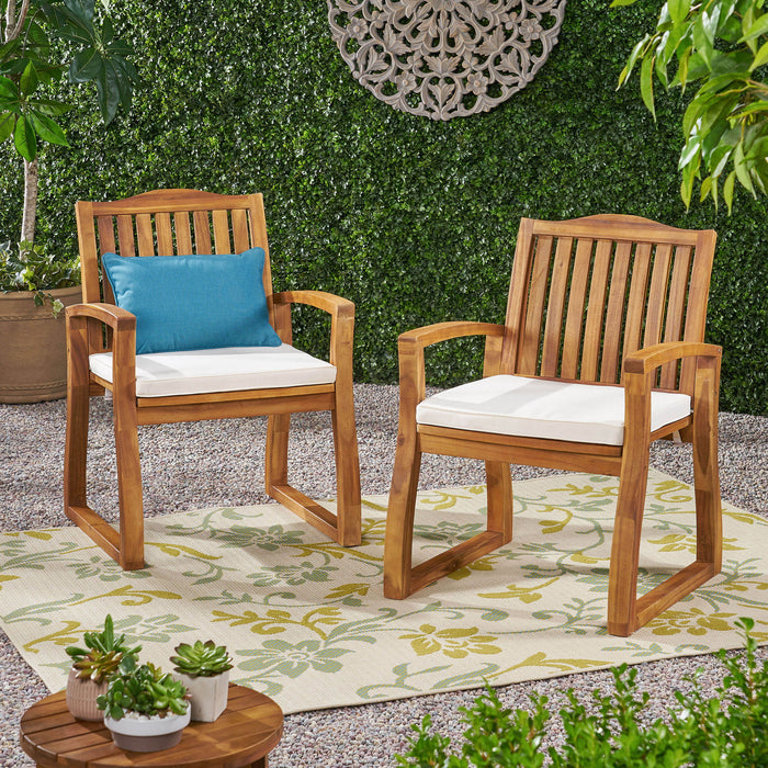 Della - Wood Armchair (Set of 2) Outdoor Dining Chairs - Cream