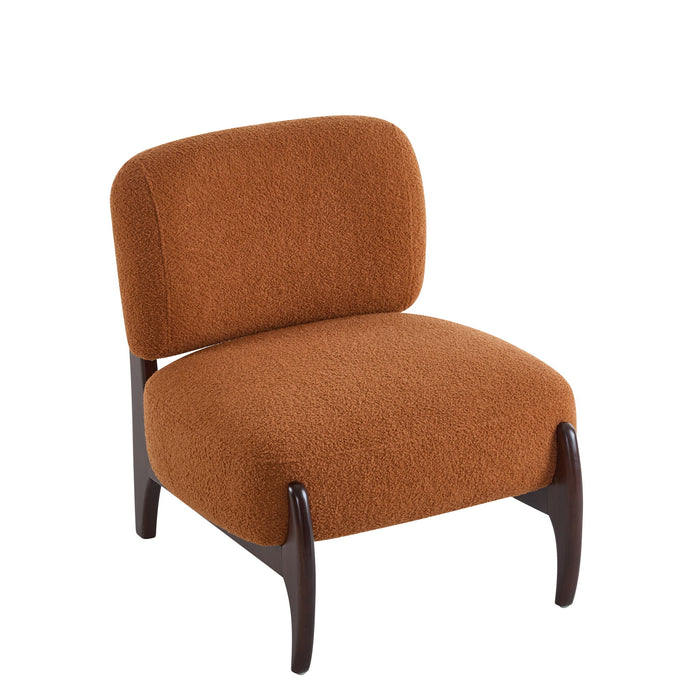Modern Boucle Lounge Chair With Solid Wood Fram