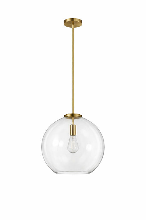 Gleam - Single Light Pendant Lamp With Clear Globe Satin - Antique Brass / Clear / Gold