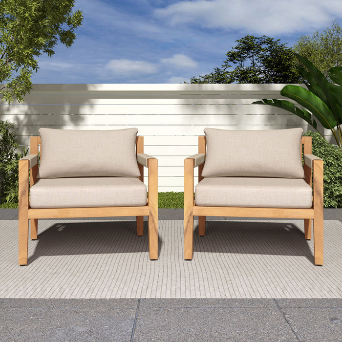 Rope Outdoor Leisure Chair (Set of 2) - Acacia Wood / Beige