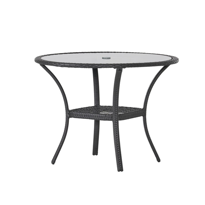 Bistro Table With Iron Frame And Glass Top - Gray