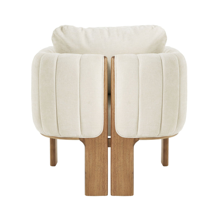 Upholstered Dining Chair With Vertical Channel Tufting (Set of 2) - Beige / Walnut