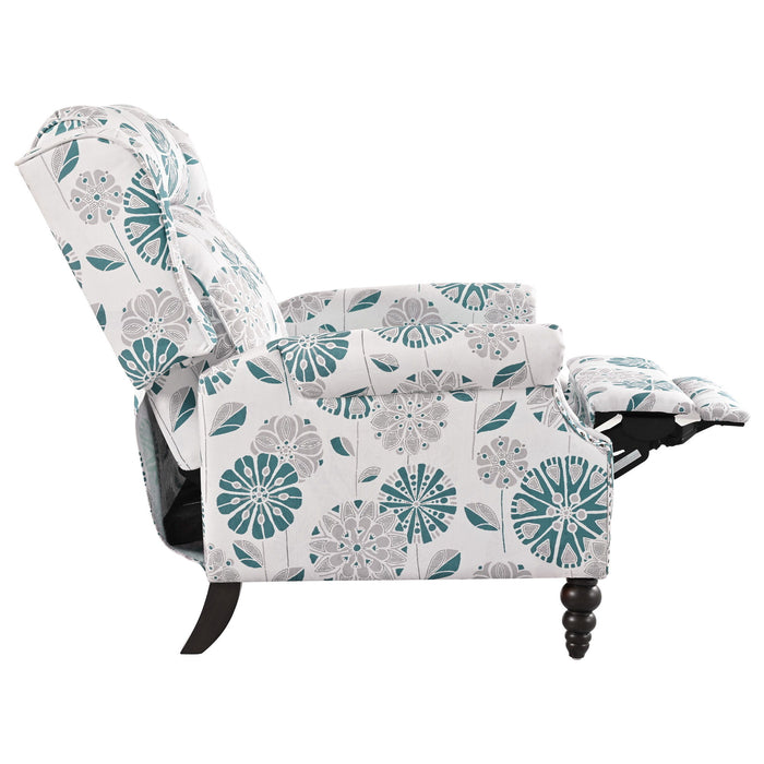 Push Back Recliner Chair Upholstered Recliner Armchair With Classic Wing Back And Solid Gourd-Shaped Legs