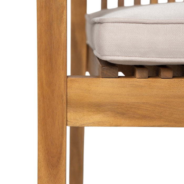 7 Piece Patio Furniture Set Acacia Wood Table And 6 Heavy Duty Cushioned Chairs