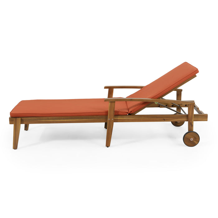 Jason - Black Chaise Lounge Adjustable Acacia Wood Outdoor Furniture