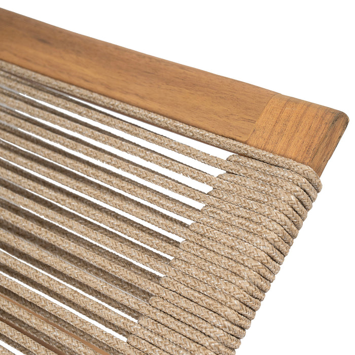 Catania - Outdoor Rope Chaise Lounge (Set of 2) - Teak / Beige