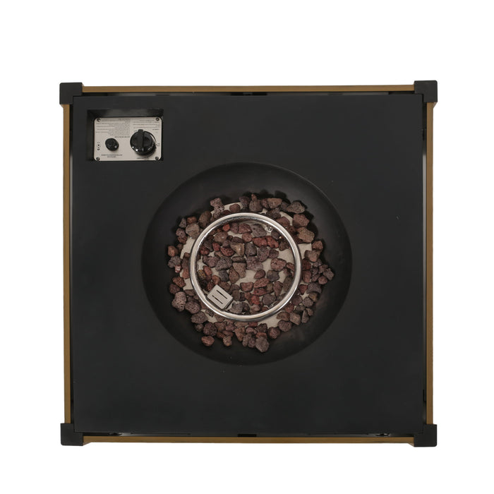 Rustic Style Outdoor Square Propane Fire Pit, 40,000 Btu