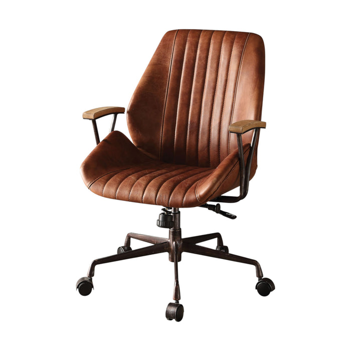 Brancaster - Aluminum Top Grain Leather Office Chair - Coffee