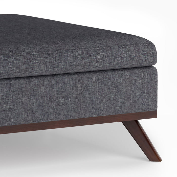 Owen - Square Coffee Table Storage Ottoman - Slate Gray