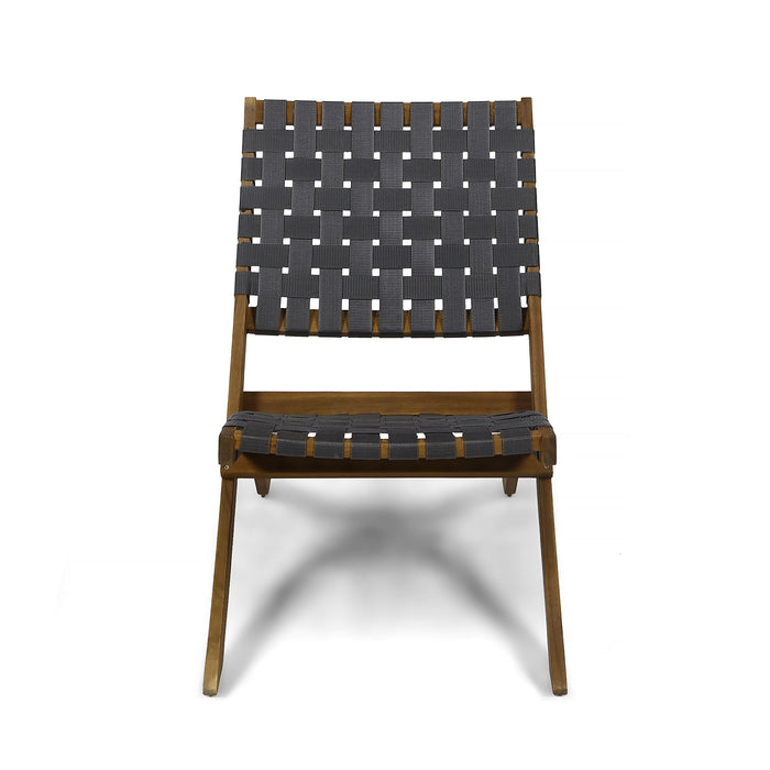 Solidago - Outdoor And Strapping Belt Folding Chairs, (Set of 2) - Black / Brown