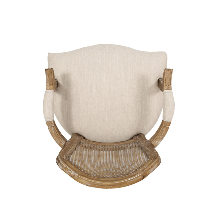 French Country Style Dining Chair Set With Cane Webbing Backrest - Beige