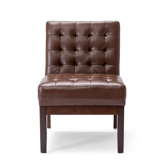Contemporary Accent Chair With Tufted Waffle Stitch - Dark Brown