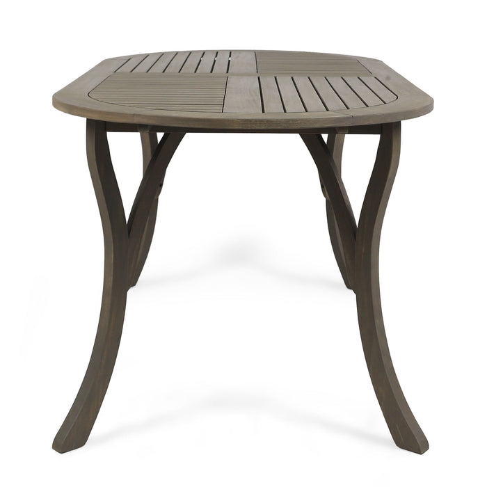 Outdoor Table With Smooth Lines, Slat Top