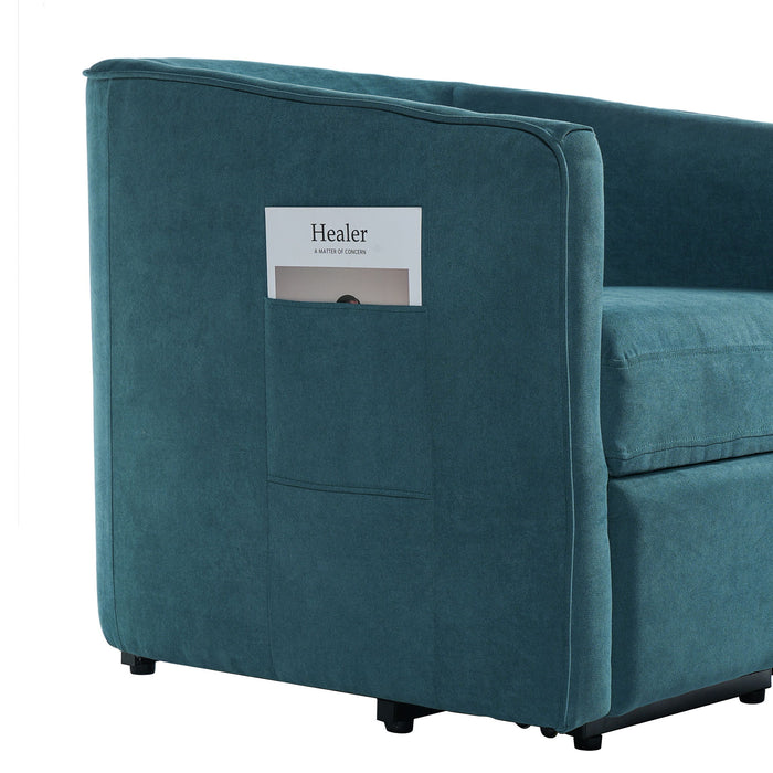 Power Lift Recliner Barrel Shape Reclining Chair With Footrest And Side Pocket