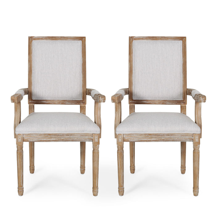 French Country Style Upholstered Dining Chair With Square Backrest