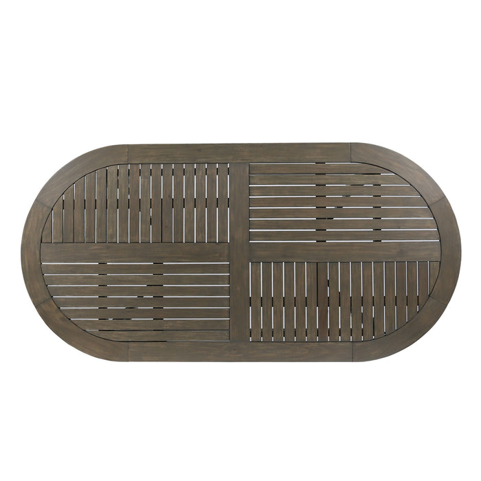 Outdoor Table With Smooth Lines, Slat Top