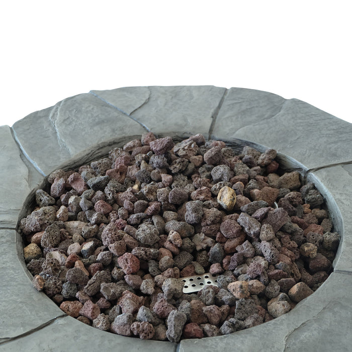 Contemporary Circular Fire Pit With 40, 000 Btu - Gray