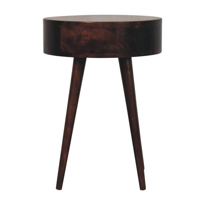 Nordic Circular Shaped Bedside Table - Walnut