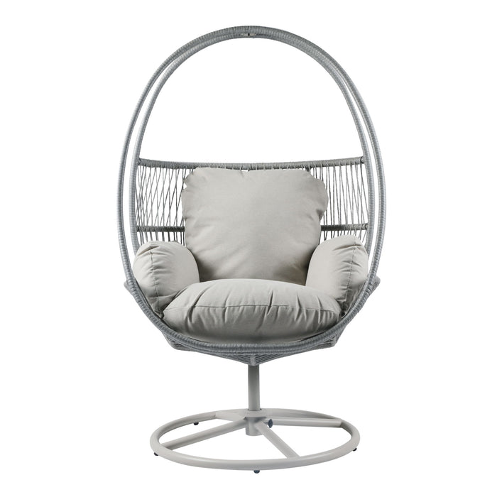 Reno - Outdoor Wicker Swivel Lounge Chair - Light Gray