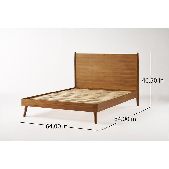 Wildflow - Queen Platform Bed With Splayed Legs And Headboard - Natural