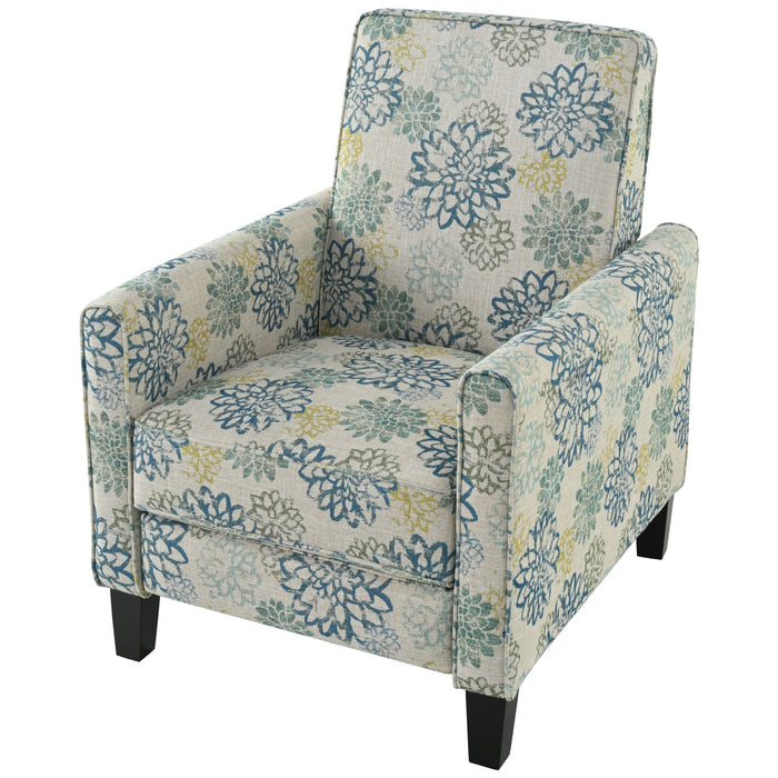 Upholstered Push Back Recliner Chair For Living Room - Blue
