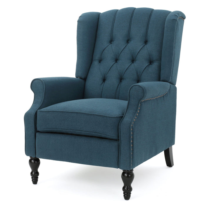 Armchair Recliner With Pushback Mechanism And Wingback Design