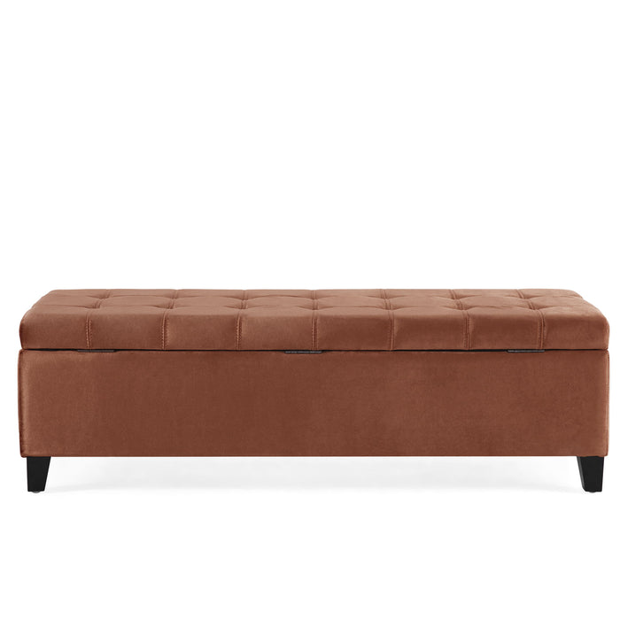 Wendover - Elegant Velvet Tufted Storage Bench With Lift-Up Top And Birch Wood Legs