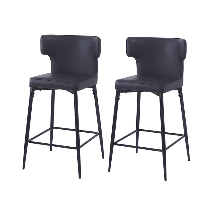Modern Bar Stools With Upholstery And Metal Footrest (Set of 2)