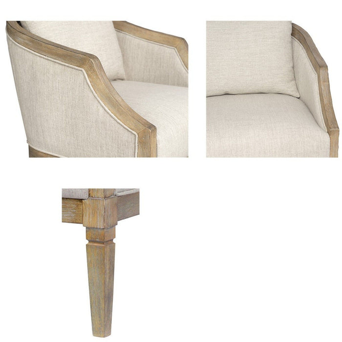 Classic Chair With Solid Wood Frame And Jacquard Upholstery - Beige