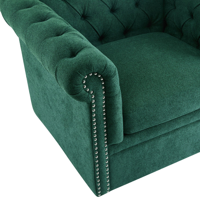 Chesterfield Style Swivel Club Chair With Button Tufted