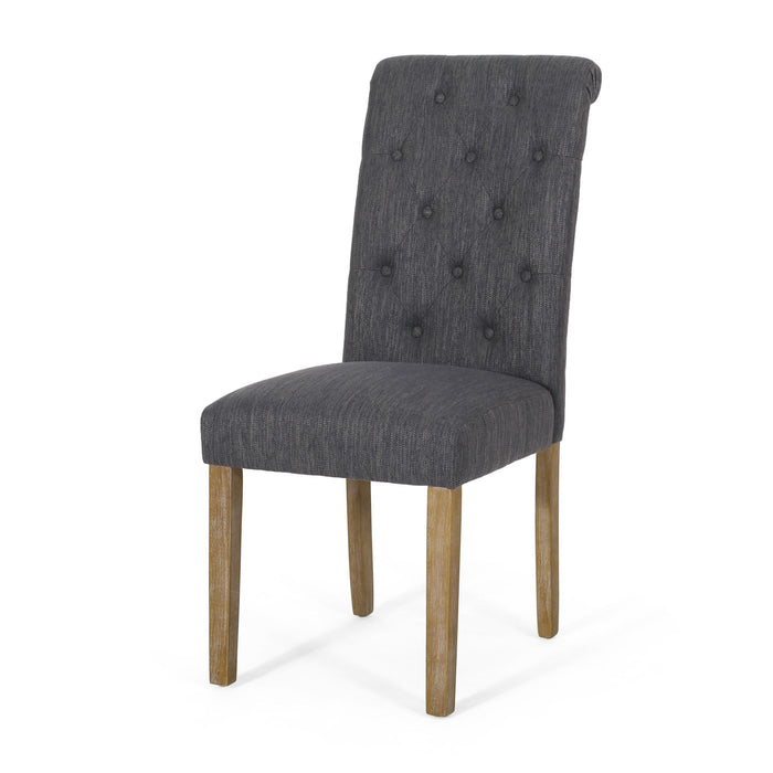 Contemporary Dining Chair (Set of 2) With Button Tufted Design - Charcoal