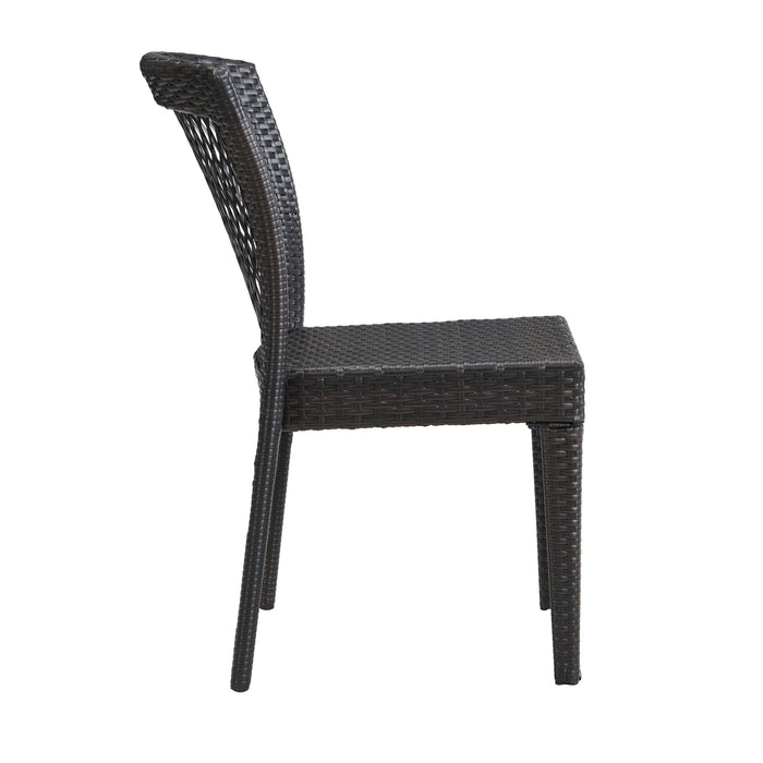 Outdoor Dining Chairs, Stackable Chairs With UV Resistant Frame (Set of 2) - Brown Multi