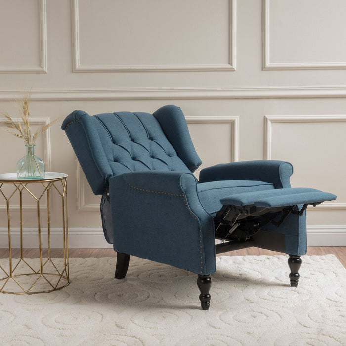 Armchair Recliner With Pushback Mechanism And Wingback Design