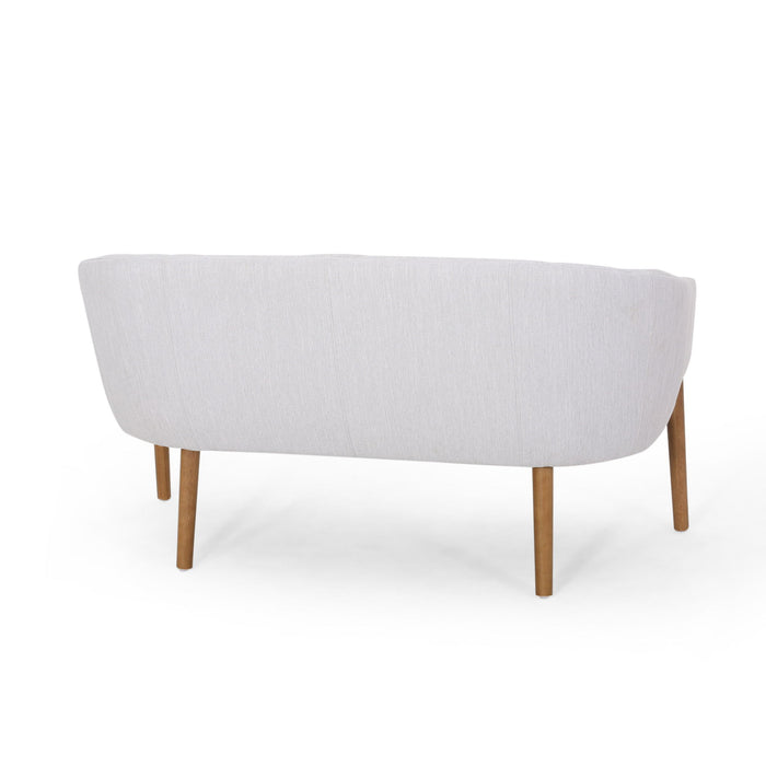 Mid Century Modern Loveseat With Channel Stitched Backrest