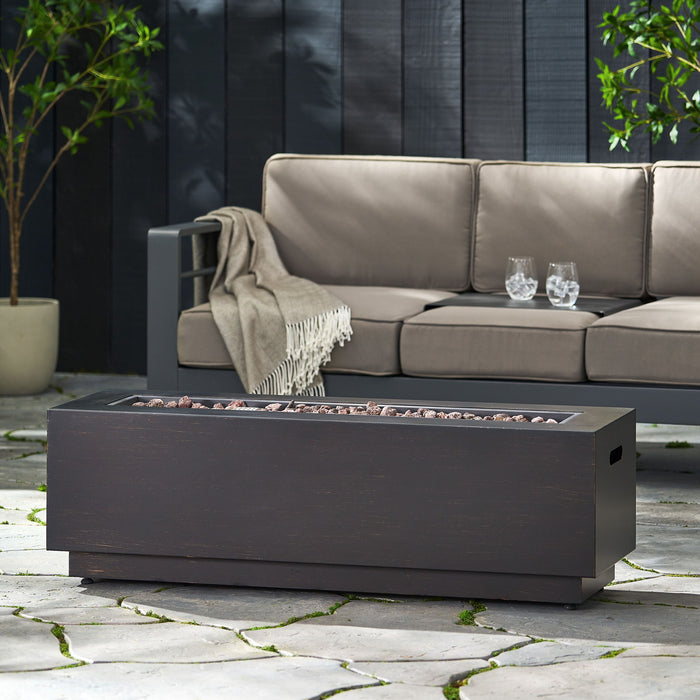 Modern Rectangular Iron Fire Pit 50,000 Btu