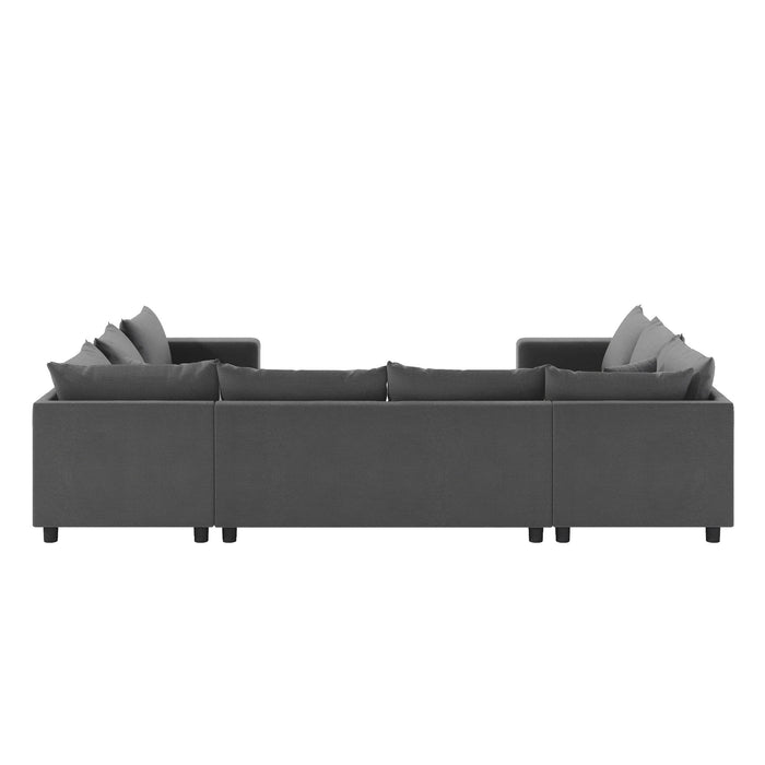 Modular Sectional Reversible U Shaped Couch Set, Free Combination Minimalist Style, Oversized 8 Seat Convertible Sofa
