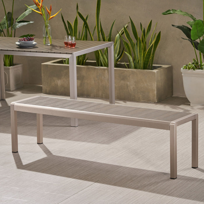 Outdoor Modern Aluminum Dining Bench, Durable And Elegant Design