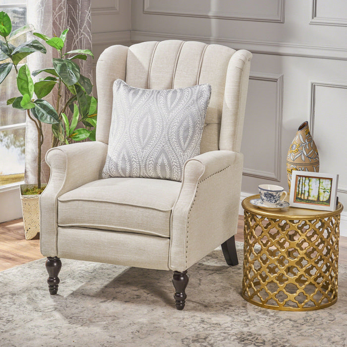 Armchair Recliner With Pushback Mechanism And Wingback Design