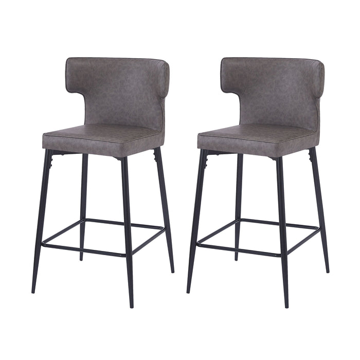 Modern Bar Stools With Upholstery And Metal Footrest (Set of 2)