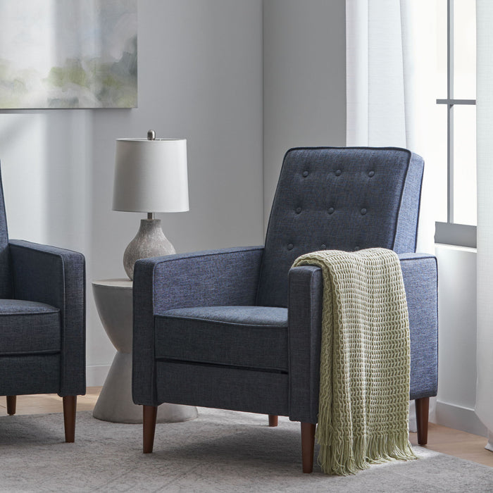 Mid-Century Modern Recliner With Button Tufted Waffle Stitch