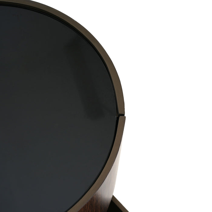 Elegant Italian High Grade Double Layer Storage Round Side Table - Brown / Black