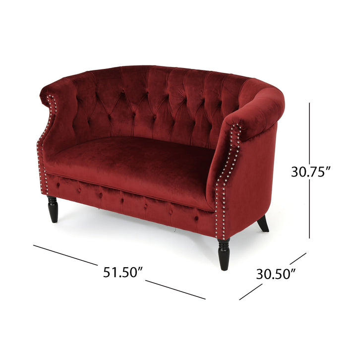 Antique Chesterfield Style Loveseat With Button Tufting